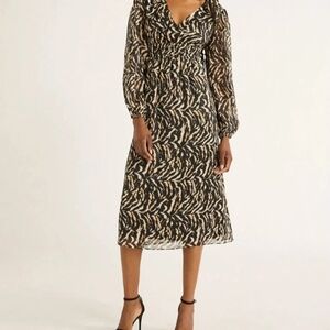 Sofia Jeans By SOFIA VERGARA XXL Long Sleeve Midi Dress Abstract Animal Print